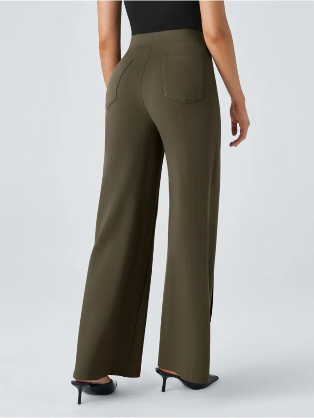 Halara High Waisted Pocket Wide Leg Work Pants Beech Green Size XS - Picture 2 of 11